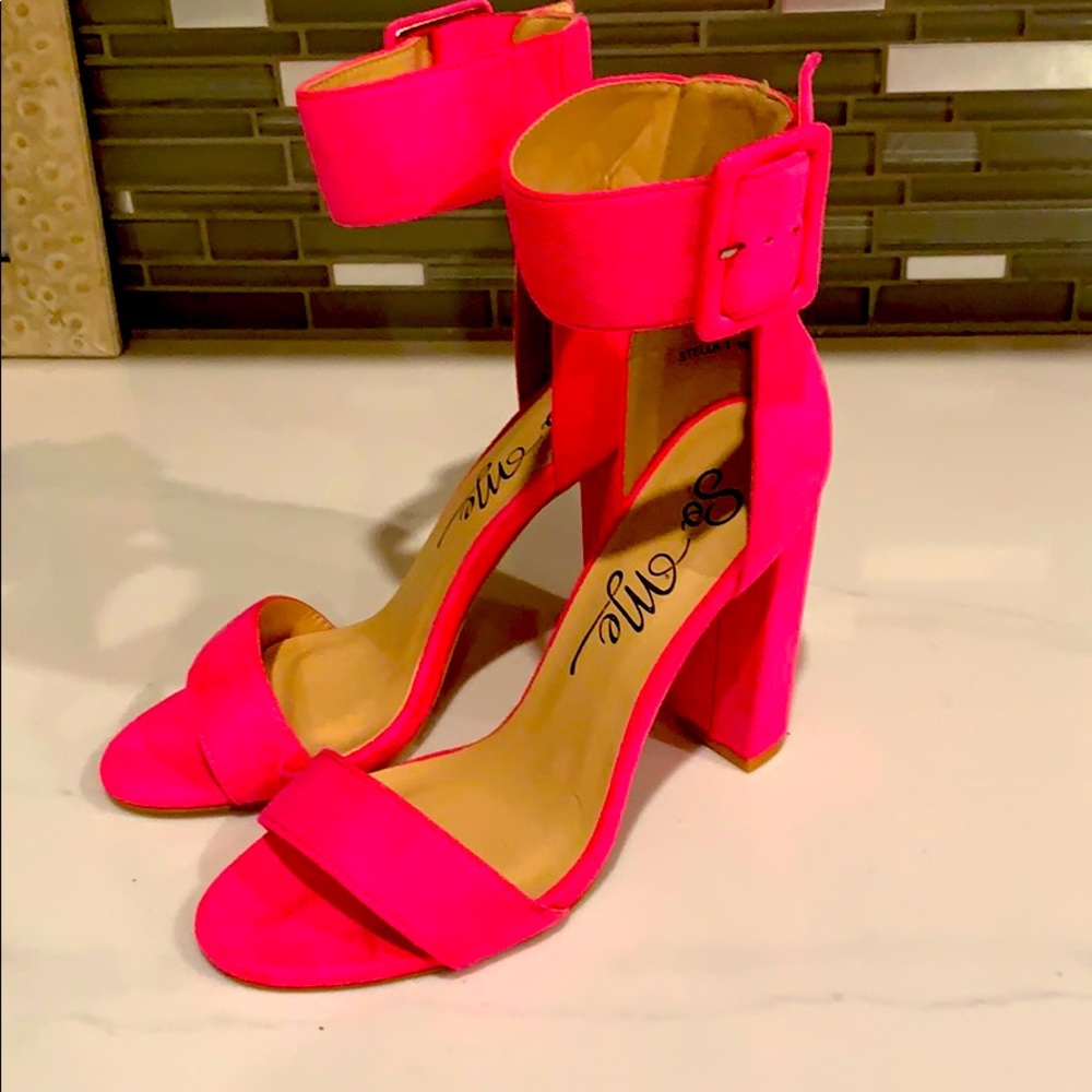 Hot pink high heels